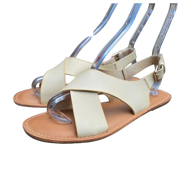 Old Navy‎ Cross Slingback Sandals Adjustable Buckle Strap Summer Bone Size 8 - Picture 1 of 6